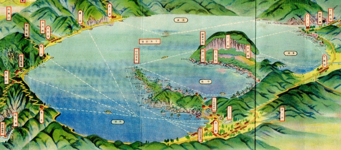 ふるさとの物語 第108回 鳥瞰図「十和田湖名所図会」 ~景勝地をびっしり表記~