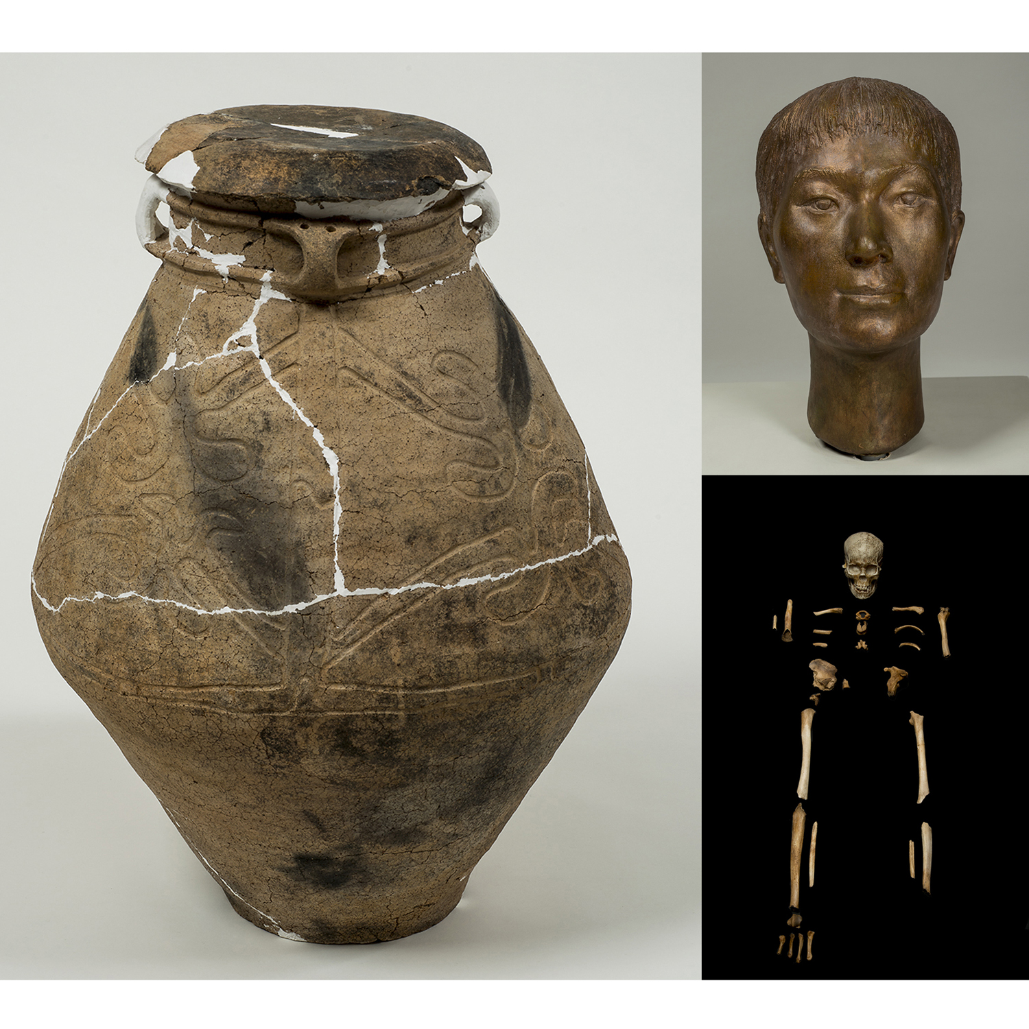 Погребальные глиняные сосуды-гробы, человеческие кости, изображения человека периода Дзёмон